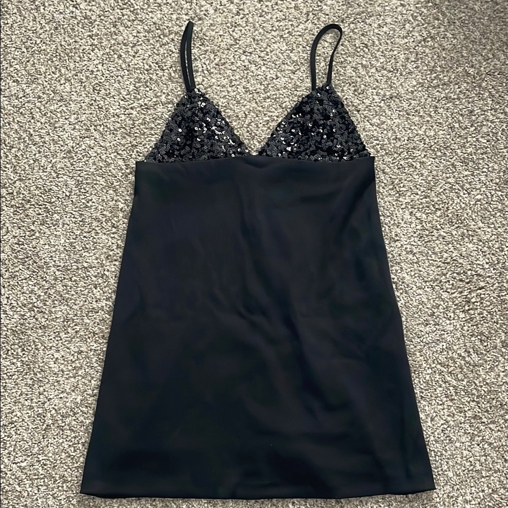 Zara Black Sequin Chemise Dress with Adjustable Straps